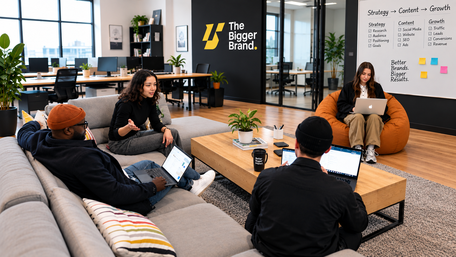 The Bigger Brand team working in the Manchester office